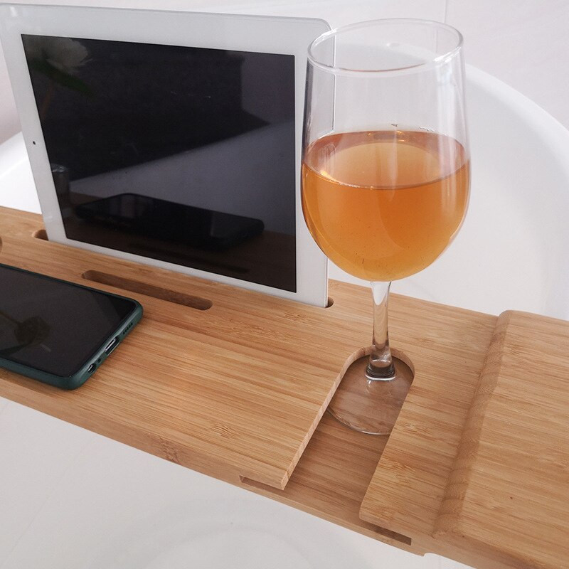 Spa kada za kadu od bambusa Držač za vino Neklizajuće donje strane Dodaci za kupaonicu Višenamjenski stalak za kadu Alat za držač