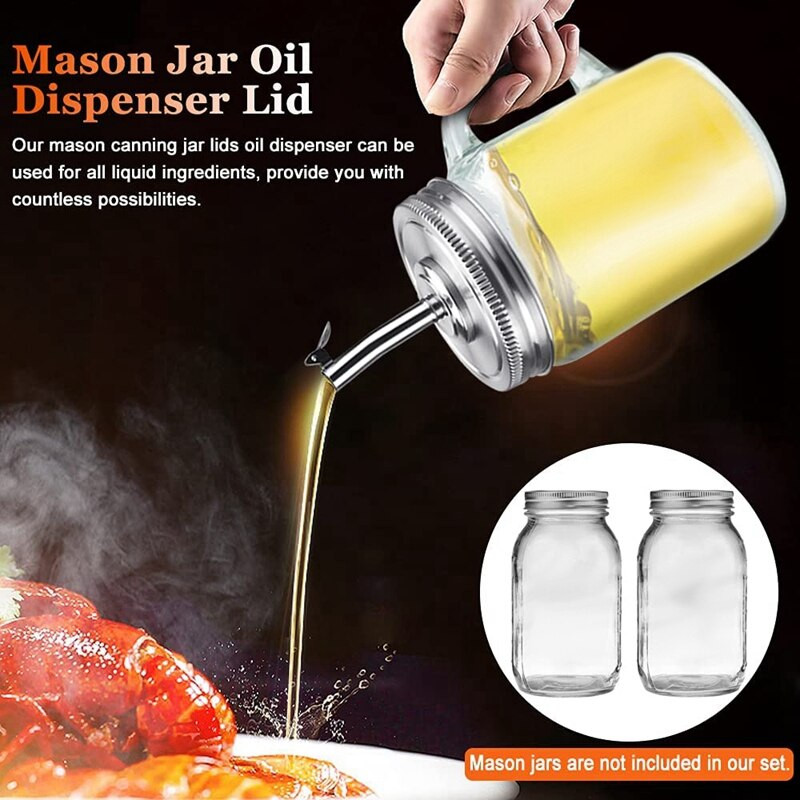 6 ks viečok na nalievanie oleja do zaváracích pohárov Mason Jar, viečka na nálev oleja, 70 mm bežný uzáver na fľašu, dávkovač nalievacieho výlevu oleja s uzávermi