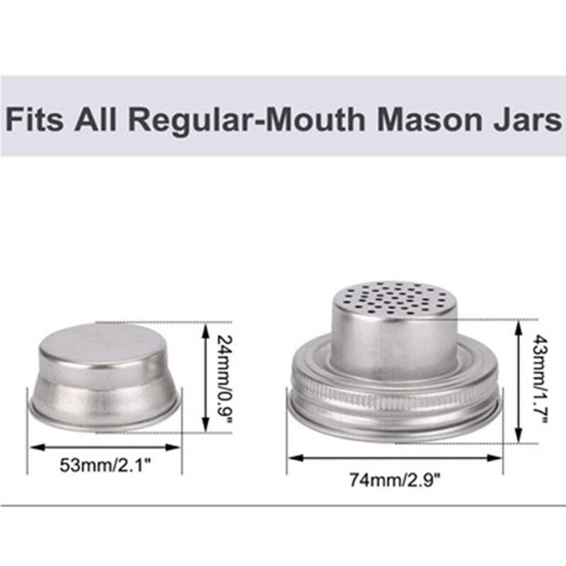 Poklopac šejkera za staklenke od 4 komada, nehrđajući nehrđajući čelik, suho trljanje - koktel, mješavina začina, brašno, šećer