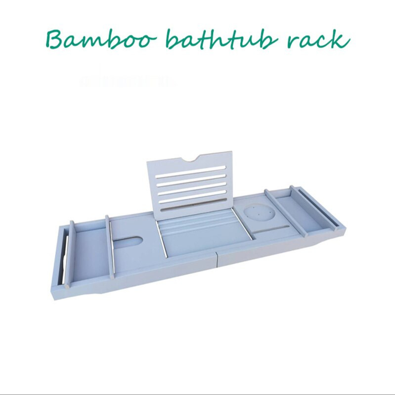 Tavă extensibilă pentru cadă din bambus Tavă pentru cadă de baie Cartea Suport pentru tabletă cu vin Raft de lectură Organizator pentru baie Suport inferior antiderapant