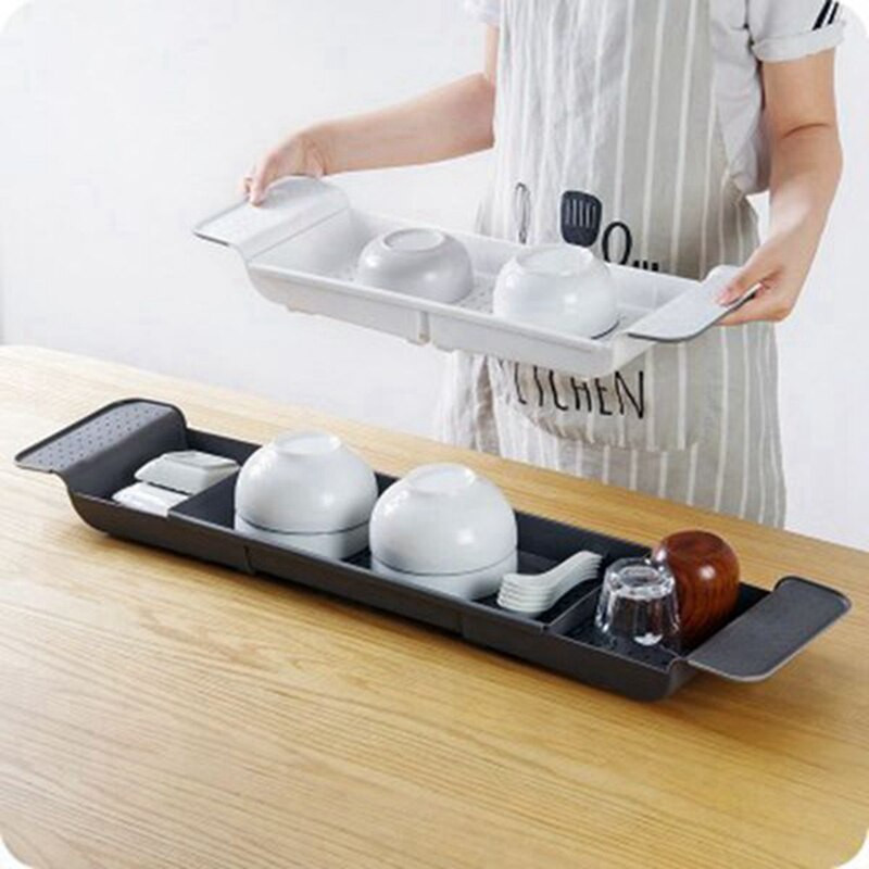 Daugiafunkcis reguliuojamas vonios padėklas dušo vyno taurės knygų laikiklis Virtuvės kanalizacijos krepšelis vonios priedai