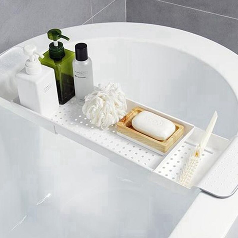 Daugiafunkcis reguliuojamas vonios padėklas dušo vyno taurės knygų laikiklis Virtuvės kanalizacijos krepšelis vonios priedai