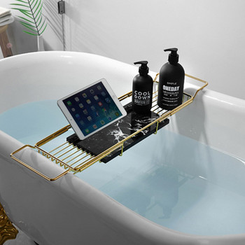 Δίσκος Caddy Μπανιέρας από ανοξείδωτο ατσάλι Επεκτάσιμος οργανωτής μπάνιου πάνω από σχάρες μπανιέρας Ατζέντα ντους για μπάνιο που ταιριάζει στις περισσότερες μπανιέρες
