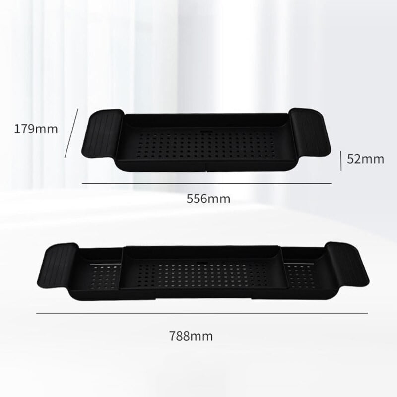 Suport de depozitare retractabil pentru cada de baie multifuncțional Raft pentru tavă de baie Cadă Instrumente pentru baie Raft de depozitare pentru prosoape Suport de scurgere pentru chiuvetă de bucătărie