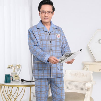 Set pijama bărbați din două piese în carouri