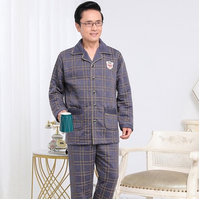 Set pijama bărbați din două piese în carouri