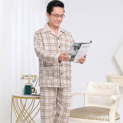 Set pijama bărbați din două piese în carouri