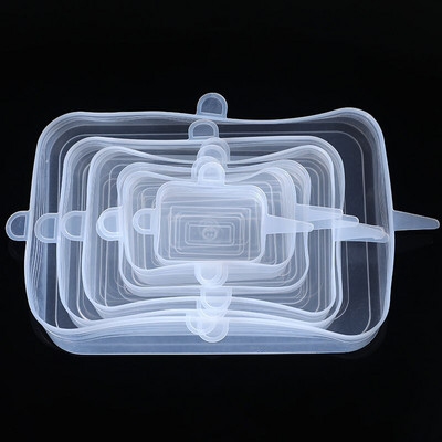 6 vnt. Pritaikomas dangtelis silikoninis dangtelis maisto dangteliai Elastingi Stratchy Fresh Mikrobangų dangteliai Tamprus silikoninis dangtelis Virtuvės reikmenims