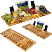 1 vnt medinis rankų darbo vonios padėklas Vonios lentynos Taikyti padėklui / knygai / planšetiniam kompiuteriui Namų vonios Priedai Vonios stovo stovo laikiklis