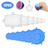 12kom/6kom Silikonski poklopac za hranu za višekratnu upotrebu, rastezljivi poklopci, univerzalni omot za hranu, silikonski poklopac za svježinu, rastezljivi poklopac