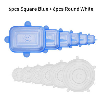 12kom/6kom Silikonski poklopac za hranu za višekratnu upotrebu, rastezljivi poklopci, univerzalni omot za hranu, silikonski poklopac za svježinu, rastezljivi poklopac