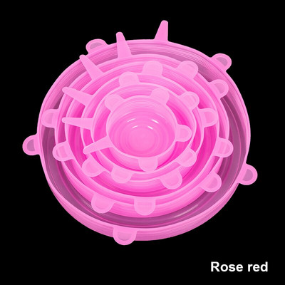 Set de 6 bucăți de capace din silicon pentru păstrarea alimentelor proaspete Huse de etanșare extensibile reutilizabile Manșon de păstrare proaspete pentru containere universale