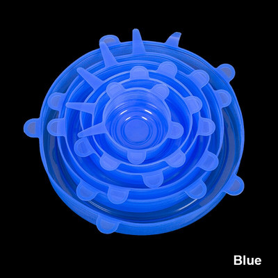 Set de 6 bucăți de capace din silicon pentru păstrarea alimentelor proaspete Huse de etanșare extensibile reutilizabile Manșon de păstrare proaspete pentru containere universale