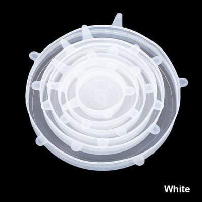 Set de 6 bucăți de capace din silicon pentru păstrarea alimentelor proaspete Huse de etanșare extensibile reutilizabile Manșon de păstrare proaspete pentru containere universale