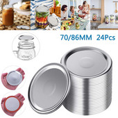24 ks náhradných viečok na zaváracie poháre Mason so silikónovými tesniacimi krúžkami 70/86 mm, nepriepustné, bežné, opakovane použiteľné, domáce, širokoúhle, zaváracie viečka