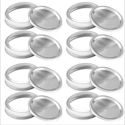 Poklopci za konzerviranje masonskih staklenki s običnim otvorom od 70 mm, srebrni poklopci otporni na curenje za višekratnu upotrebu sa silikonskim brtvenim prstenovima