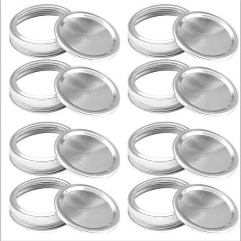 Poklopci za konzerviranje masonskih staklenki s običnim otvorom od 70 mm, srebrni poklopci otporni na curenje za višekratnu upotrebu sa silikonskim brtvenim prstenovima