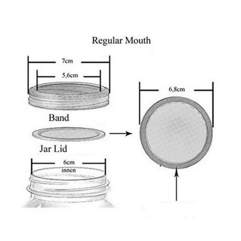Poklopci za konzerviranje masonskih staklenki s običnim otvorom od 70 mm, srebrni poklopci otporni na curenje za višekratnu upotrebu sa silikonskim brtvenim prstenovima