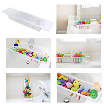 Μπανιέρα Caddy Tray Πλαστικό καλάθι μπανιέρας ράφι ράφι παιχνιδιών μπάνιου Organizer αναδιπλούμενο ράφι αποθήκευσης DIN889