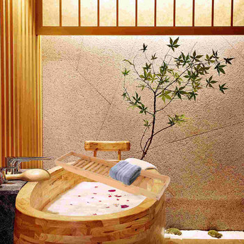 Дървена вана за вана от естествен бамбук с релси Органайзер за душ Поставка за баня