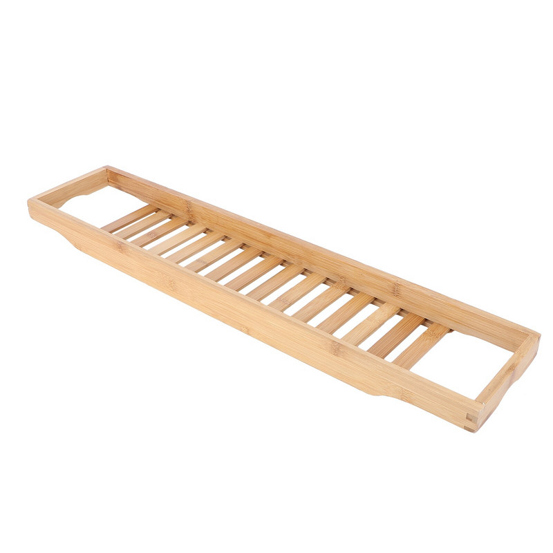 Natūralaus bambuko medinis vonios padėklas su bėgeliais dušo laikikliu vonios kambariui