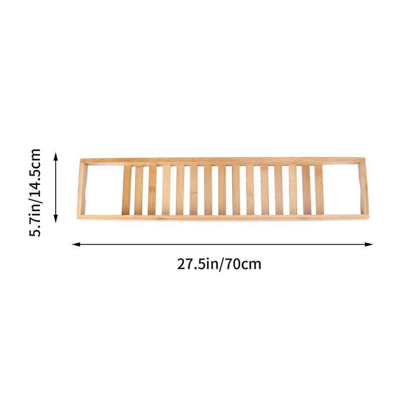 Natūralaus bambuko medinis vonios padėklas su bėgeliais dušo laikikliu vonios kambariui