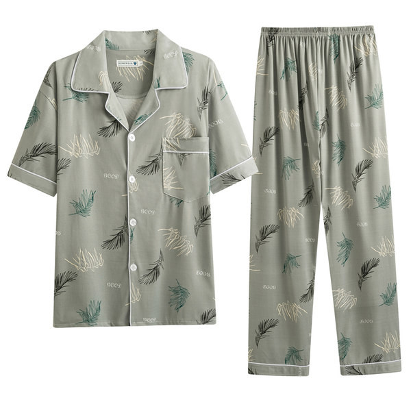 Pijamale bărbați din două piese cu mânecă scurtă