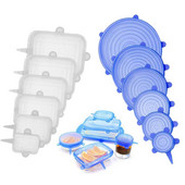 12 komada silikonskih navlaka za hranu za višekratnu upotrebu, rastezljivih poklopaca, elastičnih podesivih zdjelica, navlaka za mikrovalnu pećnicu, kuhinjska folija, silikonske kapice koje čuvaju svježinu