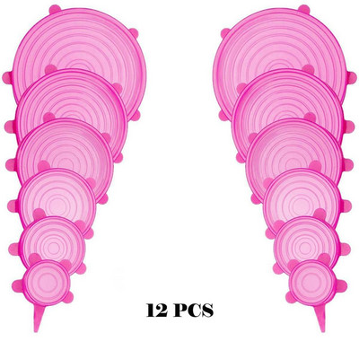12 komada silikonskih navlaka za hranu za višekratnu upotrebu, rastezljivih poklopaca, elastičnih podesivih zdjelica, navlaka za mikrovalnu pećnicu, kuhinjska folija, silikonske kapice koje čuvaju svježinu