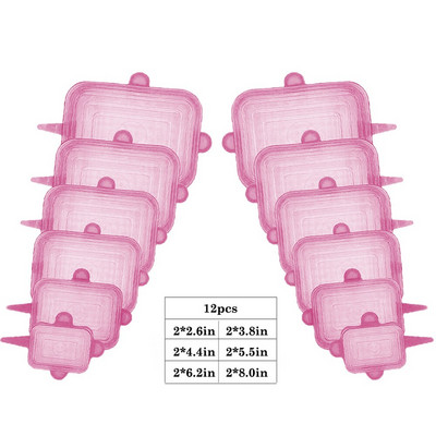 12 komada silikonskih navlaka za hranu za višekratnu upotrebu, rastezljivih poklopaca, elastičnih podesivih zdjelica, navlaka za mikrovalnu pećnicu, kuhinjska folija, silikonske kapice koje čuvaju svježinu