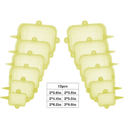 12 komada silikonskih navlaka za hranu za višekratnu upotrebu, rastezljivih poklopaca, elastičnih podesivih zdjelica, navlaka za mikrovalnu pećnicu, kuhinjska folija, silikonske kapice koje čuvaju svježinu