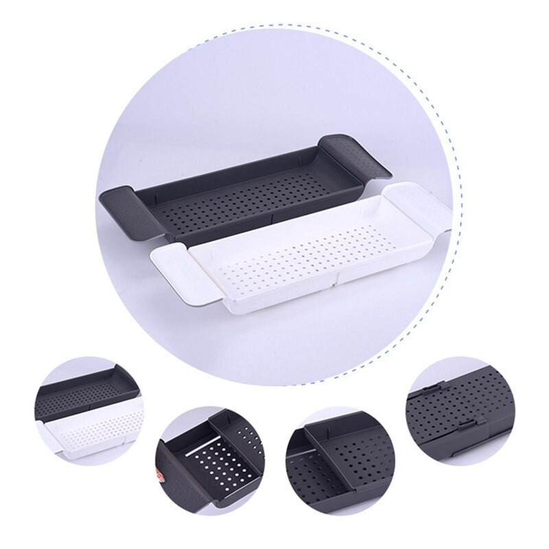 Прибираща се стойка за съхранение на вана Рафт за корита за баня Мащабираема корита за вана Многофункционален органайзер за душ Кухненска мивка Държач за дренаж