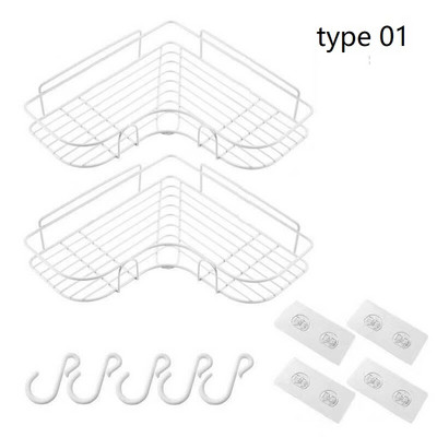 Kupaonska kuhinja Punch Kutni okvir Polica za tuš Stalak za pohranu šampona od kovanog željeza Držač s vakuumskom čašicom kupaonski dodaci