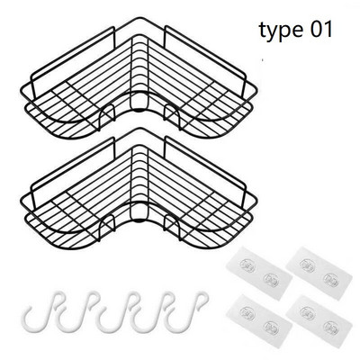 Kupaonska kuhinja Punch Kutni okvir Polica za tuš Stalak za pohranu šampona od kovanog željeza Držač s vakuumskom čašicom kupaonski dodaci