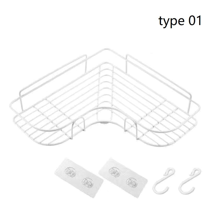 Kupaonska kuhinja Punch Kutni okvir Polica za tuš Stalak za pohranu šampona od kovanog željeza Držač s vakuumskom čašicom kupaonski dodaci
