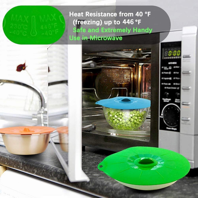 5Pcs/Set Silikonski poklopac zdjele za mikrovalnu pećnicu Poklopci lonca za kuhanje Silikonska folija za hranu Poklopci za usisavanje Alati za kuhanje Kuhinjski pribor