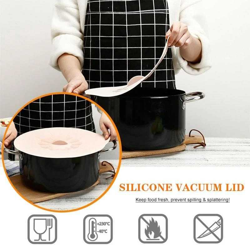 5PCS/Set Univerzalni silikonski usisni poklopac Jednostavno vakuumsko brtvljenje Rastezljiva zdjela za brtvljenje Posuda za posudu za lonce Poklopac za poklopce Kuhinjsko posuđe Pribor