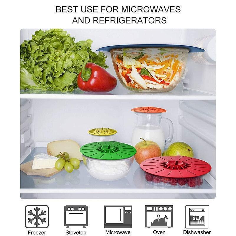 5PCS/Set Univerzalni silikonski usisni poklopac Jednostavno vakuumsko brtvljenje Rastezljiva zdjela za brtvljenje Posuda za posudu za lonce Poklopac za poklopce Kuhinjsko posuđe Pribor