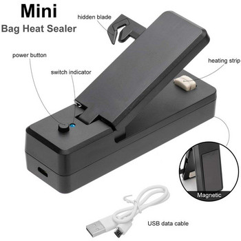Mini Bag Sealer 2-in-1 Portable Heat Sealers Rechargeable Hanhelld Heat Sealers & Cutter for Plastic Bag Storage Food
