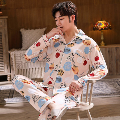 Pijamale bărbați de primăvară-toamnă cu buzunar - două părți