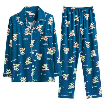 Pijamale bărbați de primăvară-toamnă cu buzunar - două părți