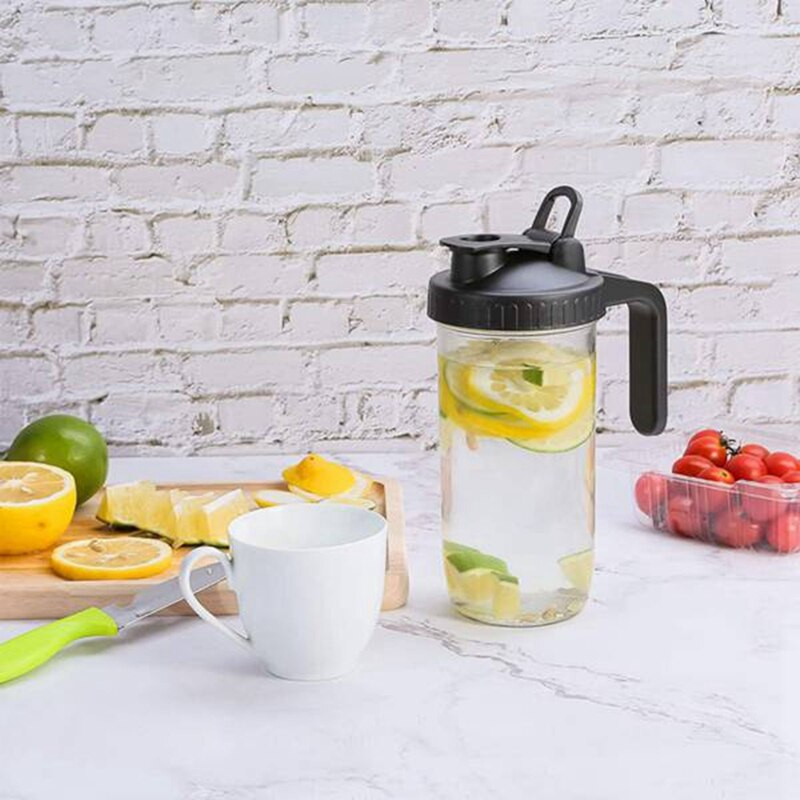 Borcane de zidar cu gură largă pentru turnare, 2 bucăți capac cu capac cu mâner și 2 bucăți capace de etanșare rezistente la scurgeri pentru depozitarea alimentelor