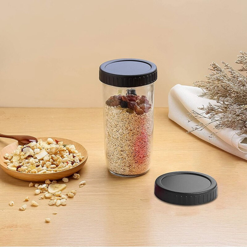 Borcane de zidar cu gură largă pentru turnare, 2 bucăți capac cu capac cu mâner și 2 bucăți capace de etanșare rezistente la scurgeri pentru depozitarea alimentelor