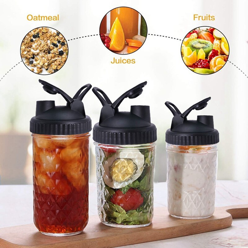 Capace pentru borcane Mason - Pachet de 4 capace pentru conserve Capace cu capac rabatabil cu capace de depozitare cu etanșare etanșă cu gura de turnare ușoară pentru gură largă Mason J