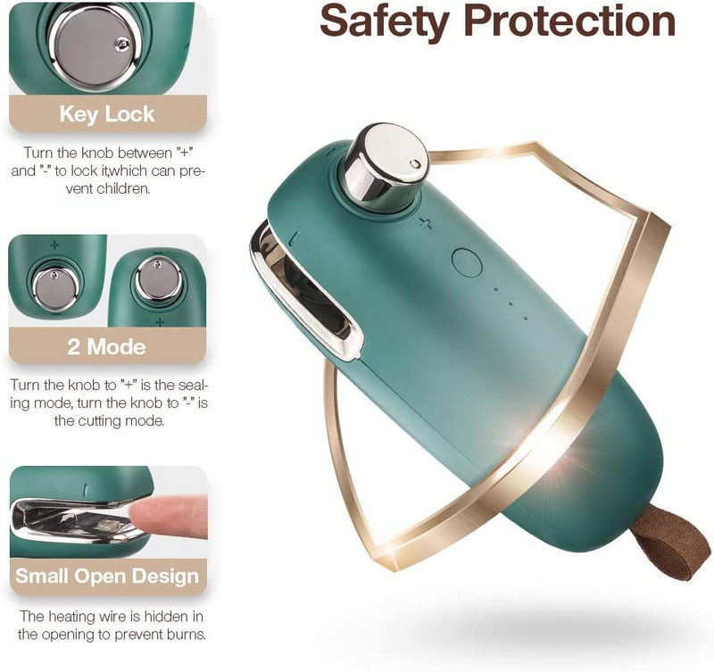 Преносим USB уплътнител за торби Мини машина за вакуумно запечатване Ръчен термоуплътнител Кухненска опаковъчна машина за торбички за чипс Чанти за съхранение на храна