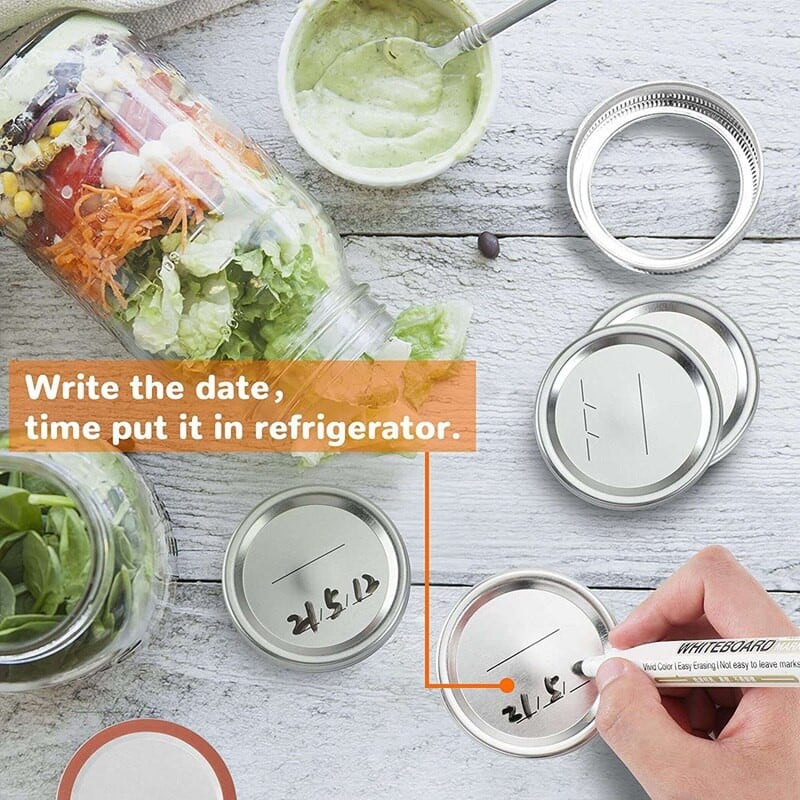 98 skaičiai 70 mm įprasti burnos konservavimo dangteliai, skirti rutuliniams ir kerriniams konservavimo dangteliams – padalinto tipo metaliniai masoninių stiklainių dangteliai konservavimui