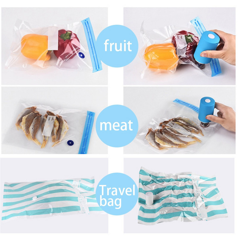 Mini prijenosni uređaj za zatvaranje vrećica s automatskom kompresijom Vakuumska pumpa Stroj za zatvaranje Kuhinjski alati za pohranu za grickalice Svježa hrana Traka za šipke