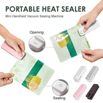 2 σε 1 Mini Bag Sealer Επαναφορτιζόμενο Mini Handheld Vacuum Sealer Sealer Food Bag Snack Πλαστικές σακούλες Σφραγιστικό για το σπίτι κουζίνας