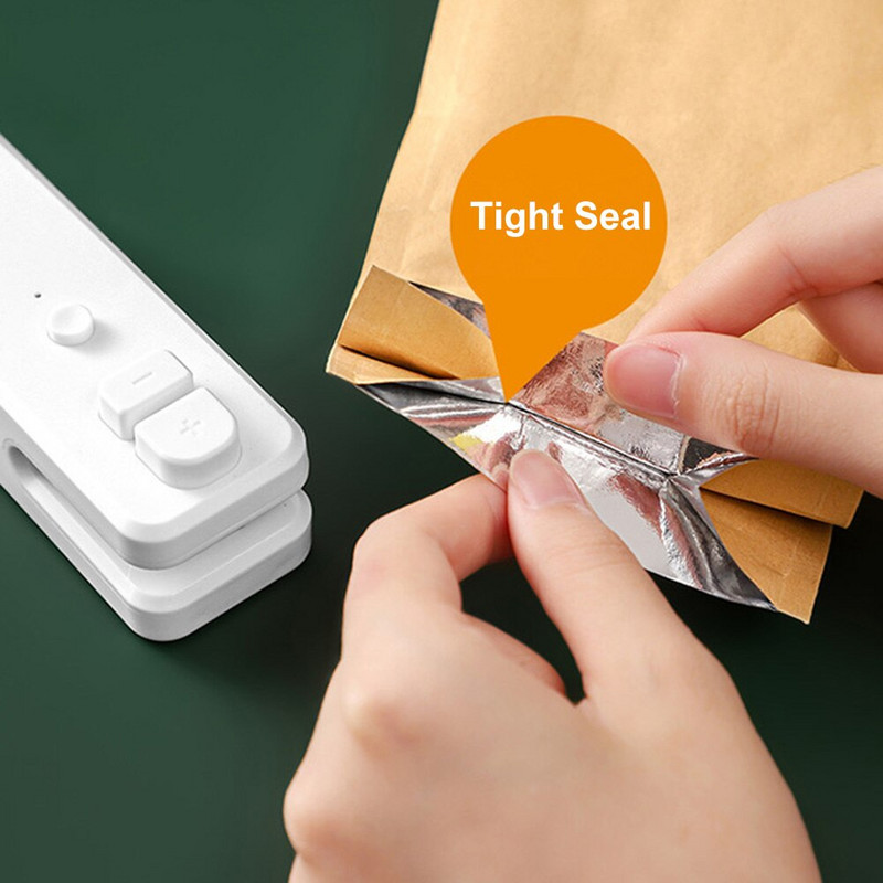 2 σε 1 Mini Bag Sealer Επαναφορτιζόμενο Mini Handheld Vacuum Sealer Sealer Food Bag Snack Πλαστικές σακούλες Σφραγιστικό για το σπίτι κουζίνας