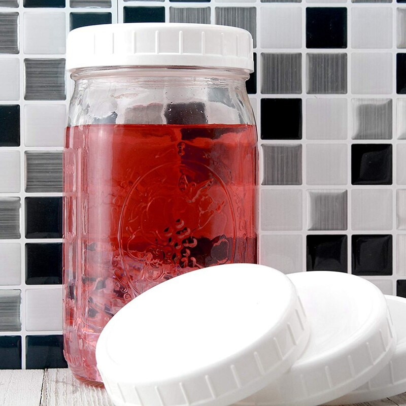 Normál szájfedelek befőttesüvegek fedeléhez Műanyag tárolókupakok Mason befőttesüvegekhez és még sok máshoz, szabványos, átmérő 70 mm